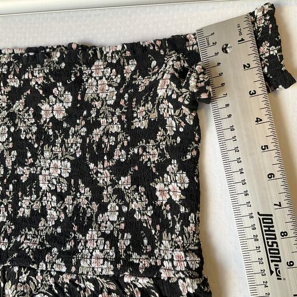 American Eagle Outfitters Women Maxi Dress M Black Floral A-Line Sundress Ruffle - Picture 6 of 10